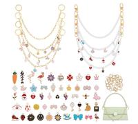 OLYCRAFT 108pz Kit per Realizzare Ciondoli per Borse Fai Da Te Catene Decorative per Borse Decorazioni con 8 catene 50 pendenti In Smalto e 50 anelli di Congiunzione per Borse e Accessori A Tracolla
