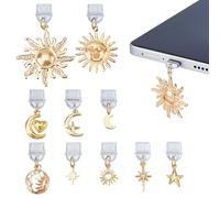 OLYCRAFT 10pz Ciondolo Antipolvere A Forma di Stella Luna e Sole Da 24~46mm con Ciondolo A Forma di Cuore Tipo C In Oro per La Maggior Parte Dei Telefoni con Porta di Ricarica di Tipo C