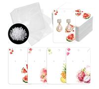 OLYCRAFT 120 pezzi Scheda di visualizzazione gioielli braccialetto orecchio 4 design frutta ananas orecchini biglietti pesca orecchino biglietto di imballaggio con 120 sacchetti autoadesivi e 250 dadi