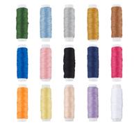 OLYCRAFT 15 colori Filo Da Ricamo In Poliestere per Denim 750 m Filo Da Cucito per Denim Resistente Fili per Jeans con Scatola di carta bianca per Trapuntatura Denims Tagliacuci Cucito