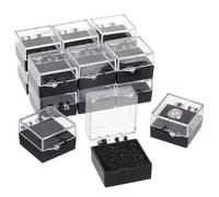 OLYCRAFT 16 scatole regalo in plastica trasparente per spille, 2,8 x 2,8 x 0,1 cm, scatole di presentazione nere per distintivo, spilla da bavero, espositore per spilla da bavero, gemme