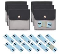 OLYCRAFT 18 confezione Set di Organizer per Gioielli Portatile con Cartellini Espositivi per Collane Anti-Groviglio Blu e Sacchetti Portaoggetti Neri In Pelle PU per Orecchini Anelli Collane Gioielli