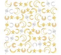 OLYCRAFT 1800 pz Stella Luna Riempitivi in Resina a Tema Cosmo Ciondoli in Resina di Ottone Cabochon Vuoti Luna Forniture in Lega di Resina Epossidica Decorazione per Unghie - Oro e Argento