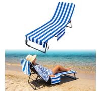 OLYCRAFT 2.1x1.1m Telo Copri Sdraio In Microfibra Telo Copri Da Spiaggia A Righe Blu e Bianche Teli Copro Da Spiaggia Estivi per La Spiaggie L'Estate La Piscina Il Relax Al Sole e I Picnic