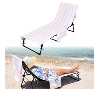 OLYCRAFT 2.1x1.1m Telo Copri Sdraio In Microfibra Telo Copri Da Spiaggia A Righe Rosa e Bianche Teli Copro Da Spiaggia Estivi per La Spiaggie L'Estate La Piscina Il Relax Al Sole e I Picnic