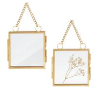 OLYCRAFT 2 6x6cm mini cornici da appendere alla parete in vetro doppio con catena pieghevole cornice fai da te vintage opere d'arte per foto di fiori pressati decorazione della parete della casa