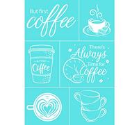 OLYCRAFT 2 Pezzi di Stencil Autoadesivo per Stampa Serigrafica per Tazze da Caffè Riutilizzabile Lavabile Maglia per Trasferimento di Stampa per Dipingere su Legno, Stoffa, T-Shirt, ecc. - 19,5x14 cm