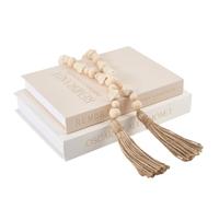 OLYCRAFT 2 pz Set di Libri Decorativi Finti da La Decorazione della Casa, Scatola A Forma di Libro Rivestita in Lino con Ghirlanda di Perline, Libri Decorativi Neutri per La Casa