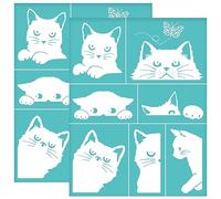 OLYCRAFT 2 stencil autoadesivi per serigrafia, 22 x 28 cm, motivo gatto che fa capolino con farfalla, stencil per serigrafia a tema animale, stencil riutilizzabili in rete per trasferimento fai da te