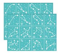 OLYCRAFT 2 stencil autoadesivi per serigrafia, 28 x 22 cm, 12 costellazioni, con simbolo della stella, stencil per serigrafia, stencil a rete per fai da te, magliette, pittura su tessuto