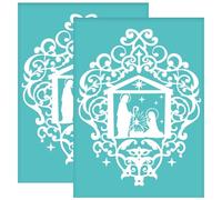 OLYCRAFT 2 stencil autoadesivi per serigrafia con presepe, 14 x 19,5 cm, stencil in rete umana, tema natalizio, riutilizzabili, stencil per trasferimento per magliette fai da te e pittura su tessuto
