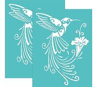 OLYCRAFT 2 stencil per serigrafia, motivo colibrì, autoadesivi, riutilizzabili, trasferimenti a rete, stencil per stampa su legno, decorazioni fai da te, 19,5 x 14 cm