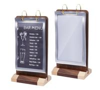 OLYCRAFT 2 supporti per cartelli, formato A6, multi-pagina, in legno | Porta menù verticale a forma di T, 10 x 15 cm, per ristoranti, uffici fotografici, ricevimenti al dettaglio