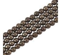 OLYCRAFT 200 Pezzi, perline in pirite naturale, 4 mm, rotonde, sfuse, sfuse, pietre energetiche, per la realizzazione di braccialetti, orecchini, collane, gioielli artigianali