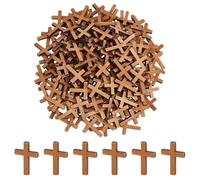 OLYCRAFT 200 pz Croci di Legno Pendenti 4x3x0.5cm Croce di Cioccolato Ciondolo In Legno per Artigianato Piccolo Ciondolo A Croce per Fai Da Te Collana Bracciale Orecchini Gioielli Creazione Accessori