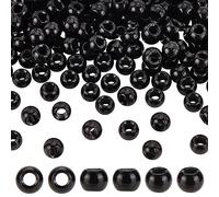 OLYCRAFT 200pcs 8x6mm Perline di Vetro Nero con 3,5 Millimetri Grandi Foro Perline di Vetro Rotondo Rondelle Perlina di Cristallo Nero Sciolto per la creazione di Gioielli Fai da Te Artigianato