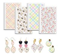 OLYCRAFT 24pz 4 Stile Carta da Trasferimento in Argilla A Forma di Coniglio Pasquale Carta da Trasferimento in Argilla A Quadri Colorati per Argille per La Creazione di Gioielli con Orecchini