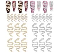 OLYCRAFT 24Pz 4 Stili Serpente Nail Art Charms Serpente con Strass Oro Argento 3D Decorazioni Nail Art Serpenti Tema Unghie Strass Accessori per Artigianato DIY Decorazioni Manicure