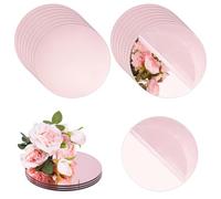 OLYCRAFT 24pz Specchio Rotondo In Acrilico per Centrotavola 20cm Piastre A Specchio Rosa Specchi Circolari Piastra per Candele Piastrelle A Specchi per Parete Fai Da Te per Feste di Matrimonio