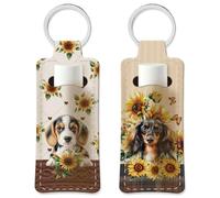 OLYCRAFT 2pcs Portachiavi Porta Burrocacao in Stile Marino In Tessuto Elastico per Immersioni Porta Rossetto Portatile A Forma di Cane e Girasole con Manicotto per Burrocacao