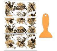 OLYCRAFT 3 fogli/Set di Adesivi Trasferibili A Caldo Motivo Uccelli Vintage per Mobili Decorazioni Artigianali Autoadesivi Motivo Uccelli Retrò per Finestre Mobili Cassettiere - 30x15cm