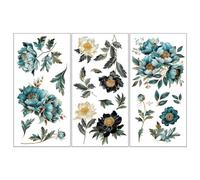 OLYCRAFT 3 pezzi/Set Rub on Transfer per Mobili e Artigianato 15x30cm Fiori Dorati Decorazione Transfer Adesivi Peonia Rub on Decals per Mobili in Legno Scrapbooking Decorazioni per la Casa