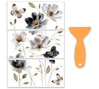 OLYCRAFT 3 pz/set 3D fiori strofinare sui trasferimenti per mobili e mestieri 30x15cm farfalle mobili decalcomanie decorazione foglie d'oro adesivi trasferimento con 1 raschietto per album di ritagli
