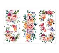OLYCRAFT 3 pz/set acquerello fiore strofinare sui trasferimenti per mobili e mestieri 15x30cm rose Decor Transfer adesivi floreali strofinare su decalcomanie per mobili in legno scrapbooking