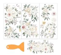 OLYCRAFT 3 pz/Set Adesivi Trasferibili con Anemone Bianco per Mobili e Artigianato 15x30cm Fiori Acquerellati Adesivi Decalcomanie Da Strofinare per Album di Ritagli Finestra Decorazione per La Casa