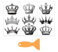 OLYCRAFT 3 pz/Set Adesivo per Mobili con Motivo A Corona in Bianco e Nero da Strofinare per Mobili e Artigianato 15x30cm con Raschietto da 1 Pezzi per Decorazioni per La Casa con Mobili in Legno