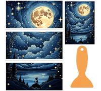 OLYCRAFT 3 pz/Set Cielo Stellato Adesivi Trasferibili per Mobili e Artigianato 30x15cm Luna e Lago Adesivi Trasferibili per Mobili con 1 Raschietto per Scrapbooking Finestra Decorazione per La Casa