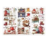OLYCRAFT 3 pz/Set Cucina Trasferimenti Da Strofinare per Mobili e Artigianato 15x30cm Stoviglie Posate Mobili Decalcomanie La Mia Cucina Le Mie Regole Adesivi Da Trasferire Decalcomanie Da Strofinare
