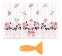 OLYCRAFT 3 pz/Set di Adesivi con Texture Floreale per Mobili e Artigianato, 15x30cm, con Fiocco, per Mobili, con Raschietto Da 1 pezzi, per Scrapbooking, Finestre, Decorazioni per La Casa