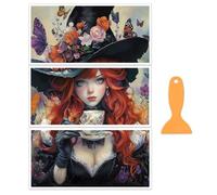 OLYCRAFT 3 pz/Set di Adesivi Trasferibili A Forma di Strega di Halloween per Mobili e Artigianato 30x15cm Adesivi di Halloween Farfalle per Scrapbooking Finestre Decorazioni Fai Da Te per La Casa