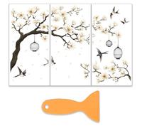 OLYCRAFT 3 pz/set di fiori di magnolia strofinare sui trasferimenti per mobili e mestieri 15x30cm coda di rondine decalcomanie mobili Decor adesivi trasferimento orientale con 1 raschietto per album