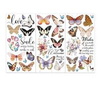 OLYCRAFT 3 pz/Set Farfalla Trasferimenti per Mobili e Artigianato 15x30cm Fiore Poesia Pintie Mobili Decalcomanie Parole Trasferimento Adesivi Rub On Decalcomanie per Mobili In Legno Decorazione