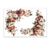 OLYCRAFT 3 pz/Set Flower Border Transfers per Mobili e Artigianato 15x30cm Peony Rose Furniture Decals Large Flower Border Transfer Stickers Rub On Decals per Mobili In Legno Home Decor