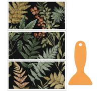 OLYCRAFT 3 pz/Set Foglie di Felce Trasferimenti per Mobili e Artigianato 30x15cm Tema Vegetale Mobili Decalcomanie Decorazione Mobili Adesivi Trasferimento con 1 pz Raschietto Rub On Decalcomanie