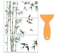 OLYCRAFT 3 pz/set foresta di bambù strofina sui trasferimenti per mobili e mestieri 30x15cm rondini decalcomanie mobili decorazione adesivi trasferimento stile orientale con 1 raschietto per