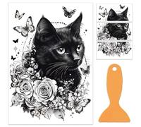 OLYCRAFT 3 pz/set gatto nero strofinare sui trasferimenti per mobili e mestieri 30x15cm farfalla mobili decalcomanie Decor Flower Transfer adesivi con 1 raschietto per scrapbooking finestra fai da te