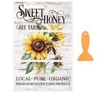 OLYCRAFT 3 pz/Set Girasoli Trasferibili per Mobili e Artigianato 30x15cm Api Decalcomanie per Mobili Adesivi A Tema Vegetale Trasferibili Decalcomanie da Strofinare con 1 Raschietto per Mobili