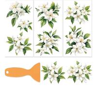 OLYCRAFT 3 pz/set Jasmine Rub on Transfers per mobili e mestieri 15x30cm Fiori Tema Mobili Transfer Sticker Decalcomanie Strofinare su Decalcomanie per Legno Scrapbook Decorazione della Casa