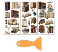 OLYCRAFT 3 pz/set libri vintage strofinare sui trasferimenti per mobili e mestieri 6x12 pollici libro mobili decalcomania trasferimento strofinare sulla decalcomania con 1 pz raschietto per armadio
