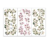 OLYCRAFT 3 pz/Set Magnolia Trasferimenti Da Strofinare mobile e Artigianato 15x30cm Fiore Angolo Decalcomanie Adesivi Da Trasferimento Farfalla Adesivi Da Strofinare In Legno