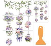 OLYCRAFT 3 pz/set ortensia strofinare sui trasferimenti per mobili e mestieri 30x15cm cesto di fiori decalcomanie mobili Decor adesivi trasferimento viola con 1 raschietto per album di ritagli