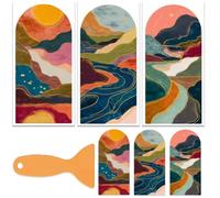 OLYCRAFT 3 pz/Set Paesaggi Adesivi Trasferibili per Mobili e Artigianato 15x30cm Decalcomanie per Mobili con Pittura A Olio con 1 Raschietto per Album di Ritagli Finestre Decorazioni Fai Da Te