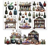 OLYCRAFT 3 pz/Set Pozione Magica Da Strofinare Sui Trasferimenti per Mobili e Artigianato 15x30cm Retro Farmacista Mobili Trasferimento Adesivo Mobili Decalcomanie Decorazione Trasferimento