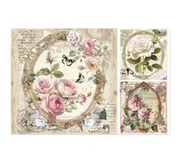 OLYCRAFT 3 pz/set Rose Strofinare sui trasferimenti per mobili e mestieri 15x30 cm Vintage Photo Frame Decor Transfer Adesivi Floreali Strofinare su Decalcomanie per mobili in legno Scrapbooking