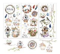 OLYCRAFT 3 pz/Set Spring Rub On Transfers per Mobili e Artigianato 15x30cm Birdcage Bird Nest Furniture Decals Wreath Transfer Stickers Rub On Decals per Mobili In Legno Home Decor