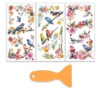 OLYCRAFT 3 pz/Set Trasferimenti Floreali per Artigianato 15x30cm Uccelli Decalcomanie mobile Decorazione Bordo Floreale Adesivi per Trasferimento In Legno